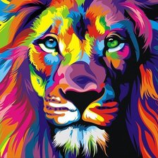 Схема вышивки «Цветной лев»