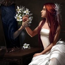 Схема вышивки «девушка и зеркало»