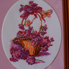 Схема вышивки «корзина с бабочкой и цветами»