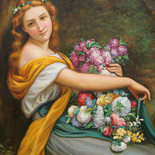 Схема вышивки «дама с цветами»