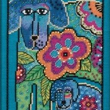 Оригинал схемы вышивки «Собаки и цветок» (№1485546)