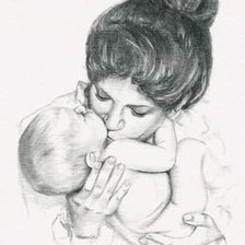 Оригинал схемы вышивки «Мама и ребенок» (№1489869)