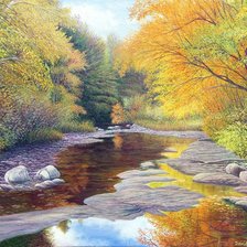 Схема вышивки «Художник Дэвид Хоуэлл. Осень на реке.»