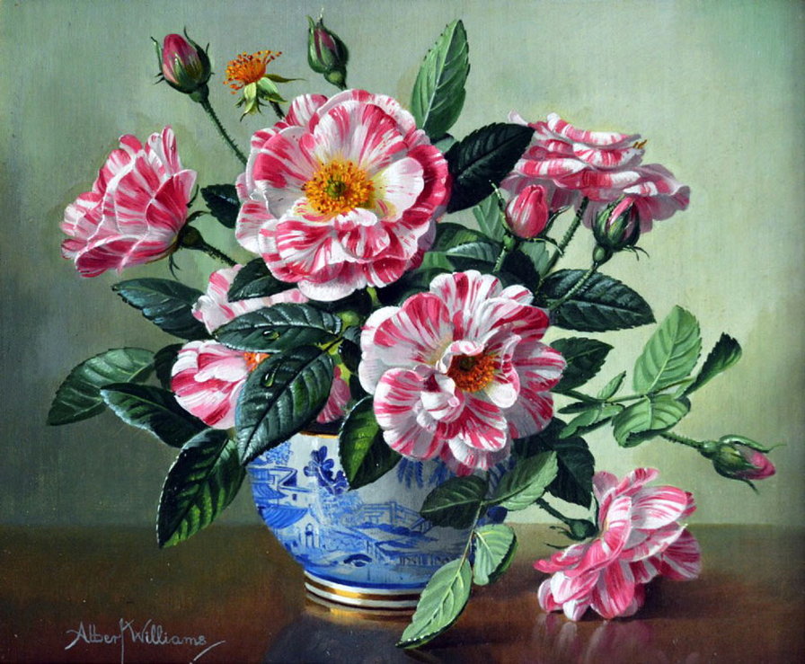 Цветочный натюрморт - розы, цветы, цветы в вазе - оригинал