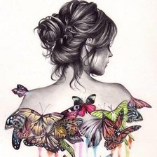 Схема вышивки «Девушка с бабочками»