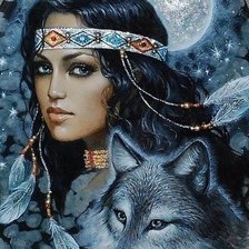 Оригинал схемы вышивки «Девушка и волк» (№1536898)