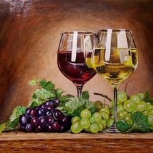 Оригинал схемы вышивки «Натюрморт "Вино и виноград"» (№1544000)