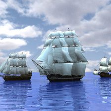 Схема вышивки «3 корабля в море»
