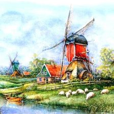 Схема вышивки «Голландия деревня»