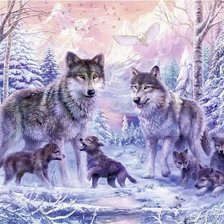 Схема вышивки «Северные волки»