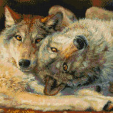 Схема вышивки «Волки. Счастливая пара.»