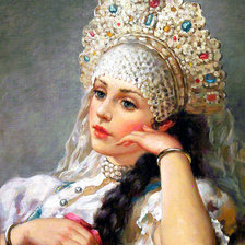 Оригинал схемы вышивки «женщина в жемчужном ожерелье» (№1606002)