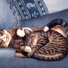 Оригинал схемы вышивки «Спящие коты» (№1614414)