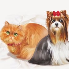 Схема вышивки «Кот и пёс»