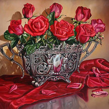 Оригинал схемы вышивки «Розы в серебре» (№1624923)