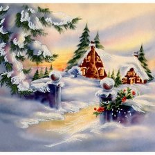 Оригинал схемы вышивки «Дом Деда Мороза» (№1626015)