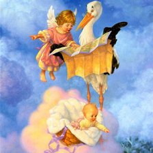 Схема вышивки «ангел с ребенком и аистом»