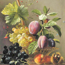 Оригинал схемы вышивки «Натюрморт "Виноград и сливы"» (№1635029)