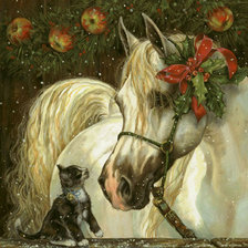 Схема вышивки «Лошадь и котенок»