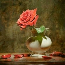 Схема вышивки «Красная роза в вазе»