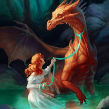 Схема вышивки «Девушка и дракон»