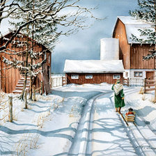 Оригинал схемы вышивки «зима в деревне» (№1649195)