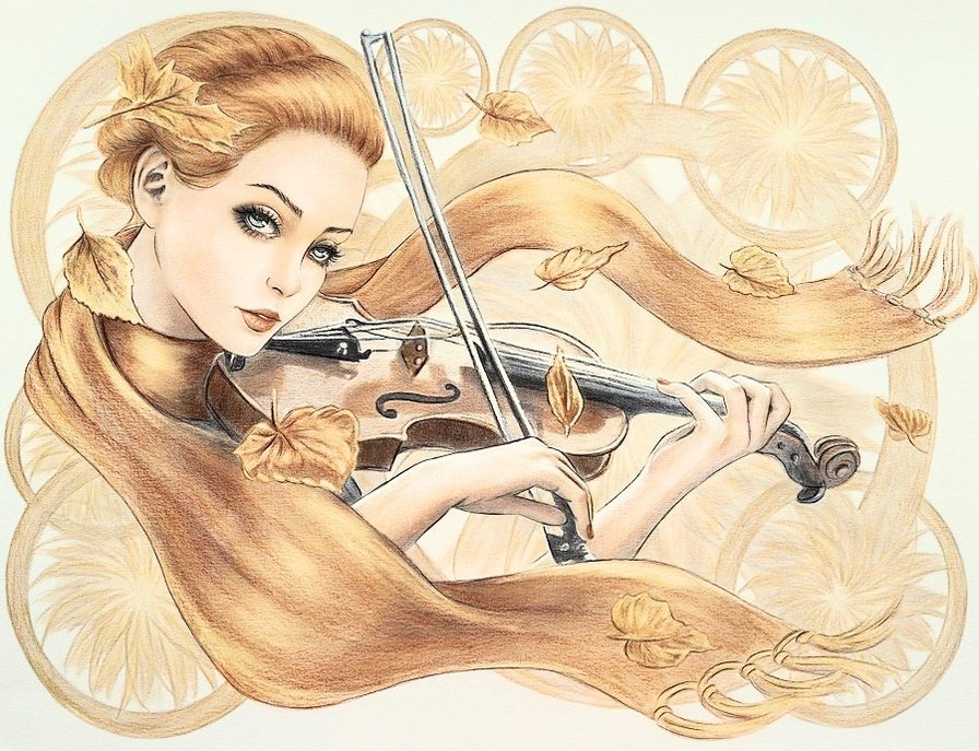 моя прекрасная Леди - музыка, скрипка, женщина, девушка, осень - оригинал