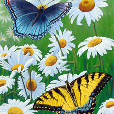 Оригинал схемы вышивки «цветы и бабочки» (№1661481)