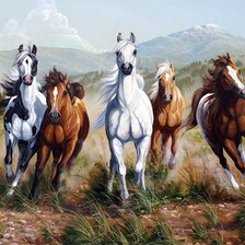 Схема вышивки «картина с лошадми»