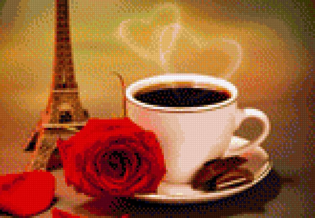 Кофе в Париже - роза, париж, кофе - предпросмотр