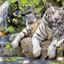 Схема вышивки «тигрица и тигрята»