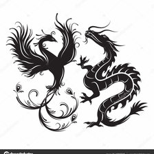 Схема вышивки «Феникс и дракон 1»