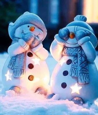 Снеговички - новый год, рождество, не вижу и не говорю, зима, снеговики - оригинал