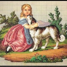Оригинал схемы вышивки «Девочка с собачкой» (№1688132)