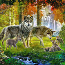 Схема вышивки «семейные волки»