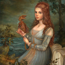 Схема вышивки «Девушка с драконом»