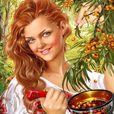 Схема вышивки «девушка с ягодами»