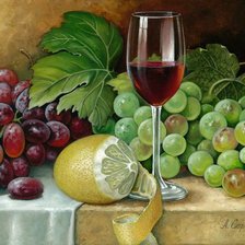 Схема вышивки «Натюрморт с вином и виноградом»