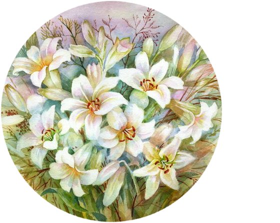 Лилии - букет, цветы, белые лилии, акварель - оригинал