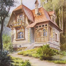 Оригинал схемы вышивки «Дом в лесу» (№1711195)