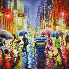 Схема вышивки «дождь в городе»