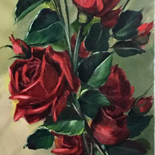 Оригинал схемы вышивки «букет алых роз» (№1714298)