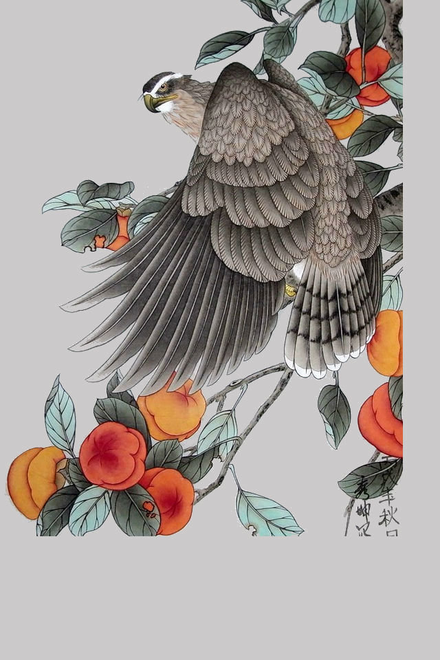 Японские мотивы - птица на дереве - оригинал