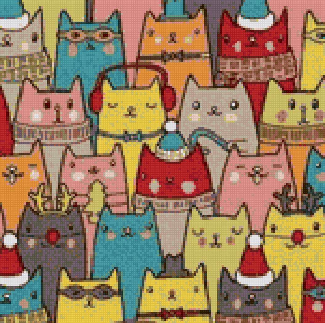 Коты рождественские - фон, кот, коты, рождество - предпросмотр