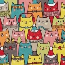 Схема вышивки «Коты рождественские»
