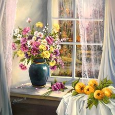 Схема вышивки «okno,kvety,ovocie»