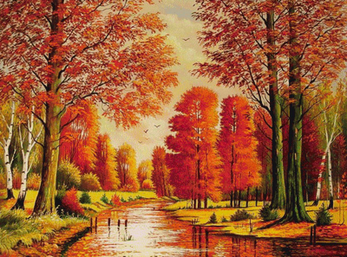 Осенний пейзаж - пейзаж, река, лес, осень - предпросмотр