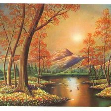 Оригинал схемы вышивки «Осенний пейзаж» (№1745562)