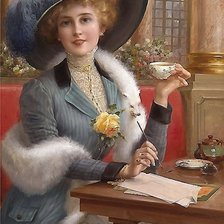 Оригинал схемы вышивки «женщина в шляпе» (№1748064)