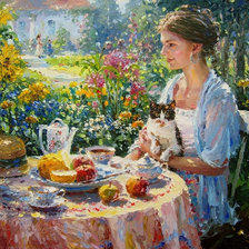 Оригинал схемы вышивки «чаепитие в саду» (№1755487)